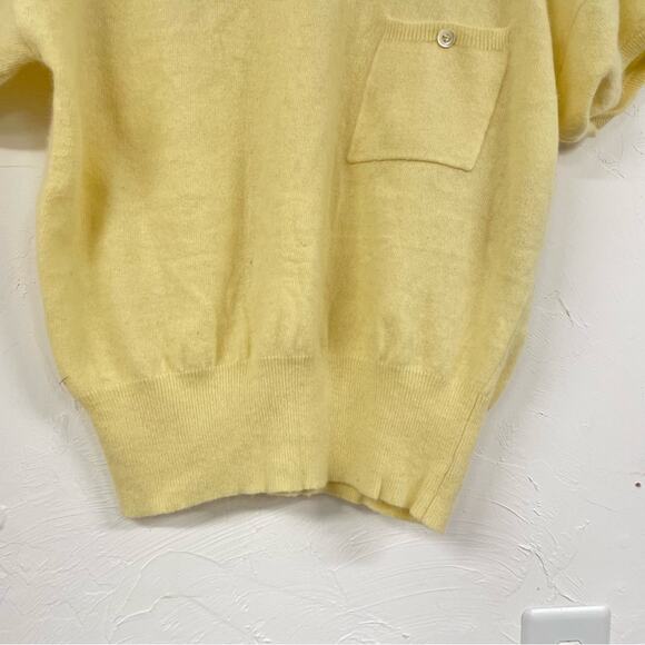 Vintage Liz Claiborne Yellow Lambswool & Angora Blend Short Sleeve Sweater M - Picture 3 of 8